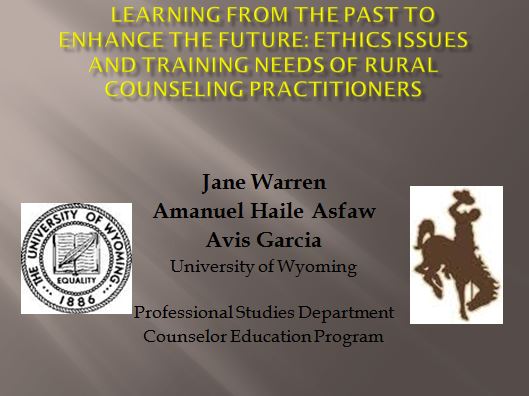 Ethics Issues and Training Rural Counseling